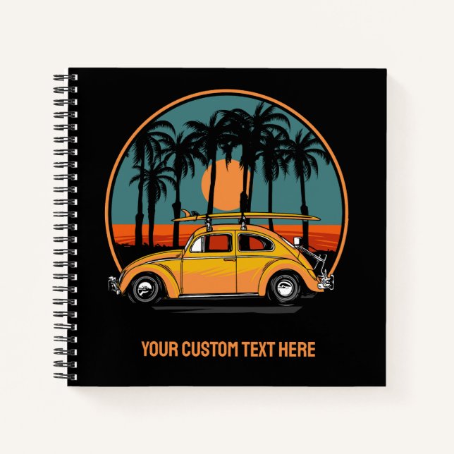Custom Text Tropical Sunset Notebook (Front)