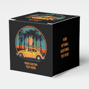 Custom Text Tropical Surfer Sunset Favor Boxes
