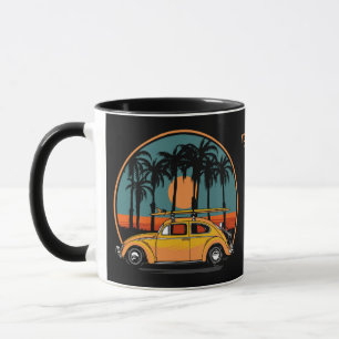 Custom Text Tropical Surfer Sunset Mug
