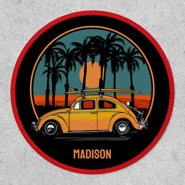 Custom Text Tropical Surfer Sunset Patch (Front)