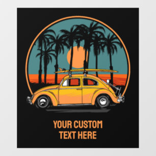 Custom Text Tropical Surfer Sunset Wall Decal