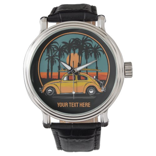 Custom Text Tropical Surfer Sunset Watch