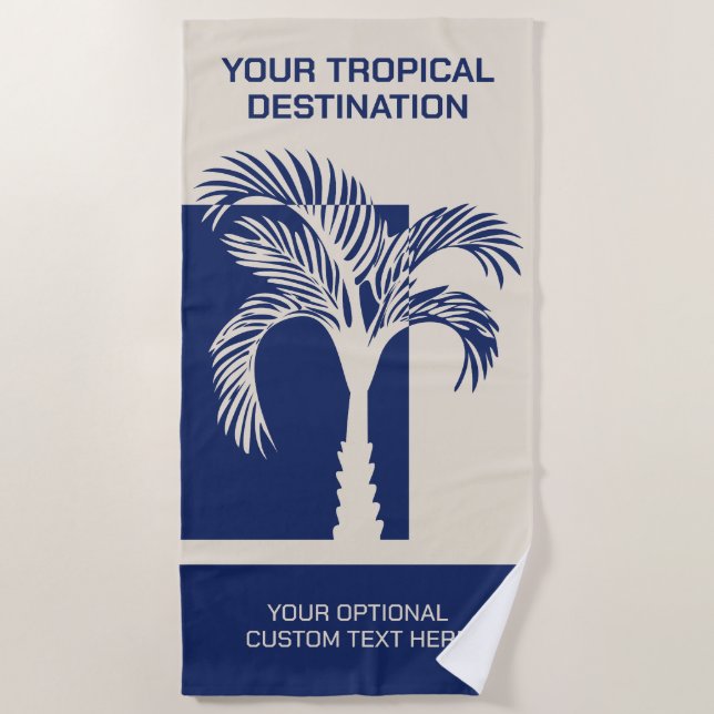 Custom Text Tropical Vacation Beach Towel (Front)