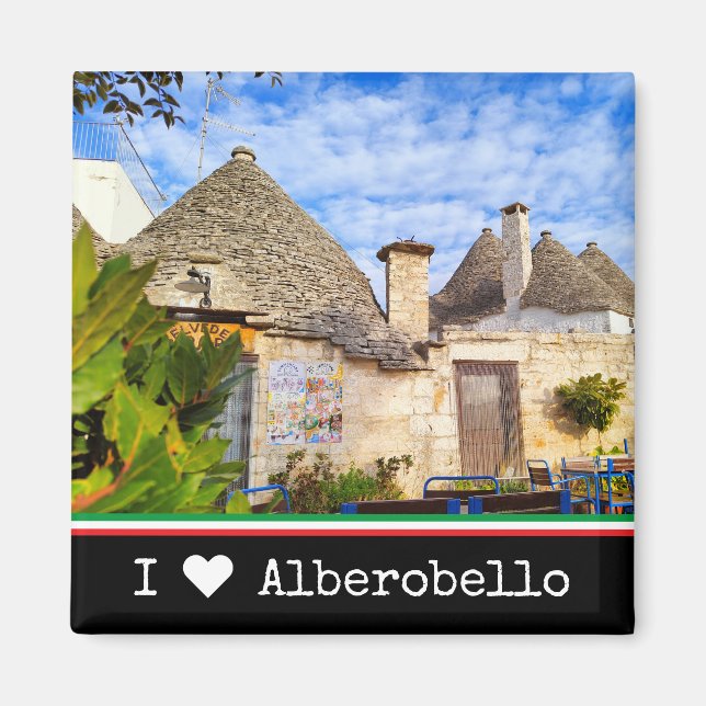 Custom text, trulli houses, Alberobello, Apulia Magnet (Front)