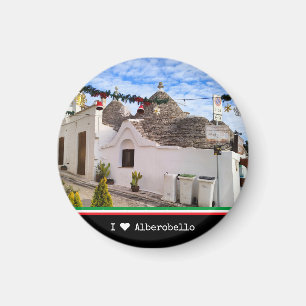 Custom text, trulli houses in Alberobello  Magnet