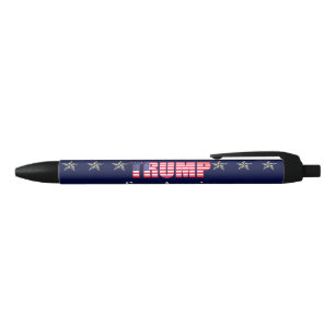 Custom Text Trump '24 Save America Blue Star Black Black Ink Pen