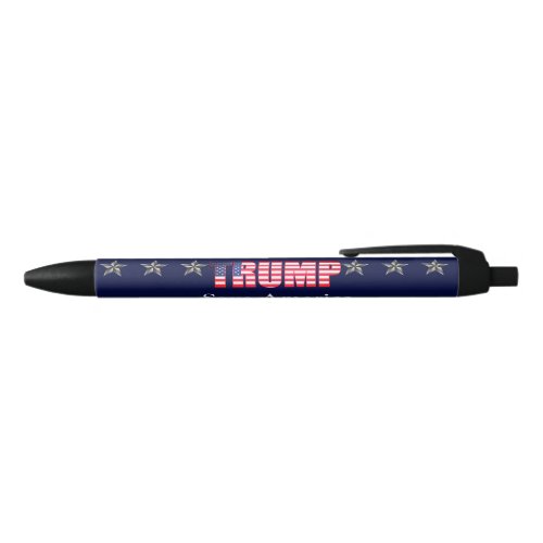 Custom Text Trump 24 Save America Blue Star Black Black Ink Pen