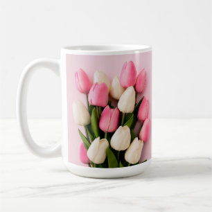 Custom Text Tulips on Pink Coffee Mug