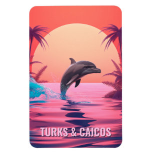 Custom Text Turks and Caicos Dolphin Magnet
