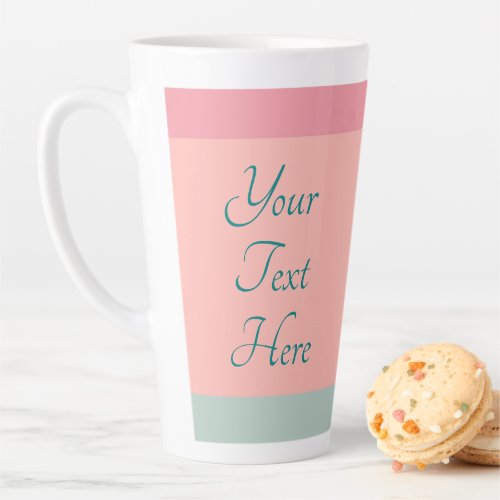 Custom Text Typography Pink Peach Teal Large Latte Mug