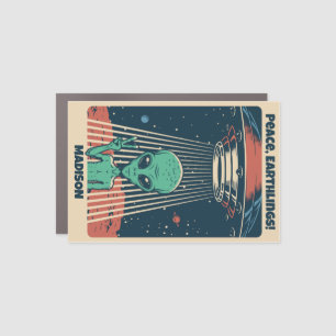 Custom Text UFO Alien Car Magnet