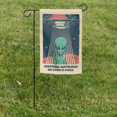Custom Text UFO Alien Garden Flag