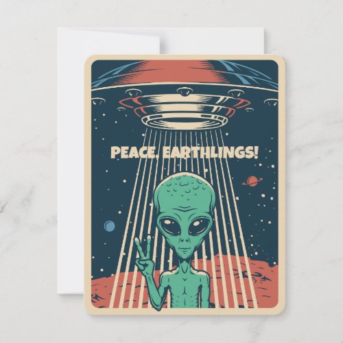 Custom Text UFO Alien Holiday Card