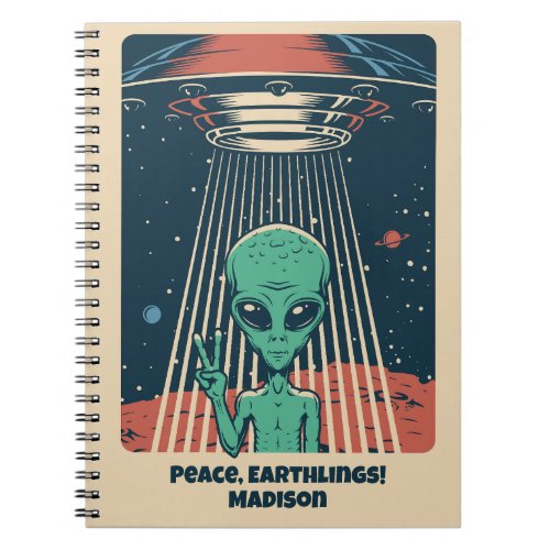 Custom Text UFO Alien Notebook