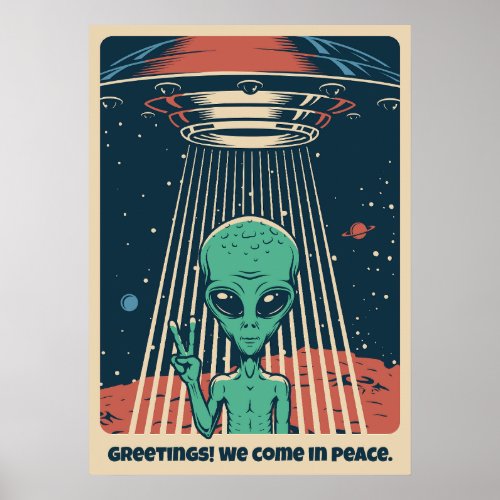 Custom Text UFO Alien Poster