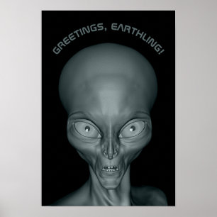 Custom text UFO Alien poster