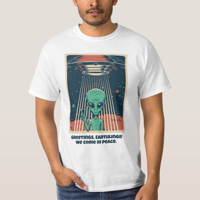 Custom Text UFO Alien T-Shirt (Front)