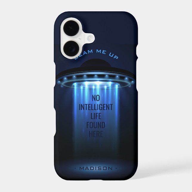 Custom text UFO Spaceship phone casees Iphone Case (Back)