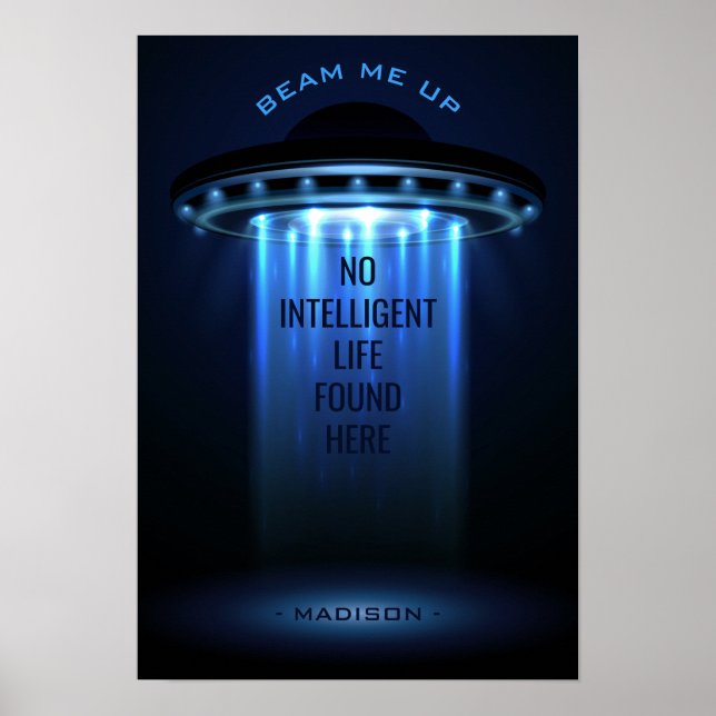 Custom text UFO Spaceship poster (Front)