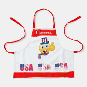 Custom Text Uncle Sam Emoji with Hat and Scarf   A Apron
