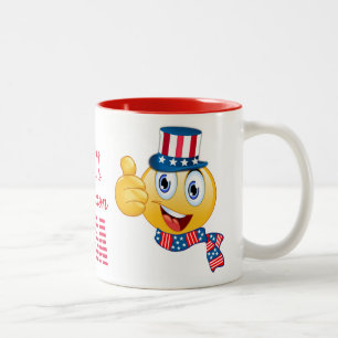 Custom Text Uncle Sam Emoji with Hat and Scarf Two-Tone Coffee Mug