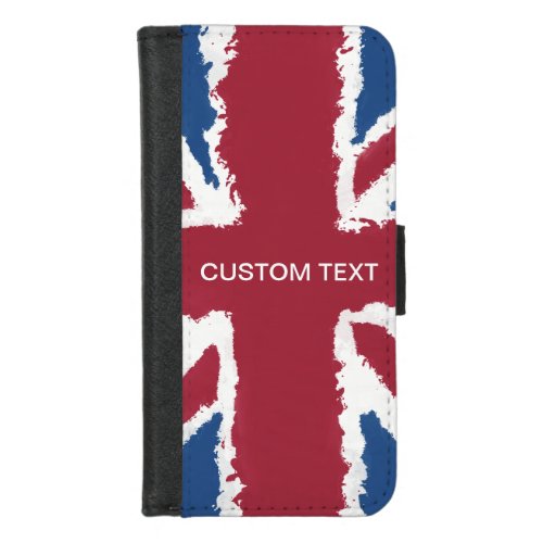 Custom Text Union Jack Flag Art by Heva Weva  iPhone 87 Wallet Case