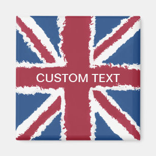 Custom Text Union Jack Flag Art by Heva Weva Magnet