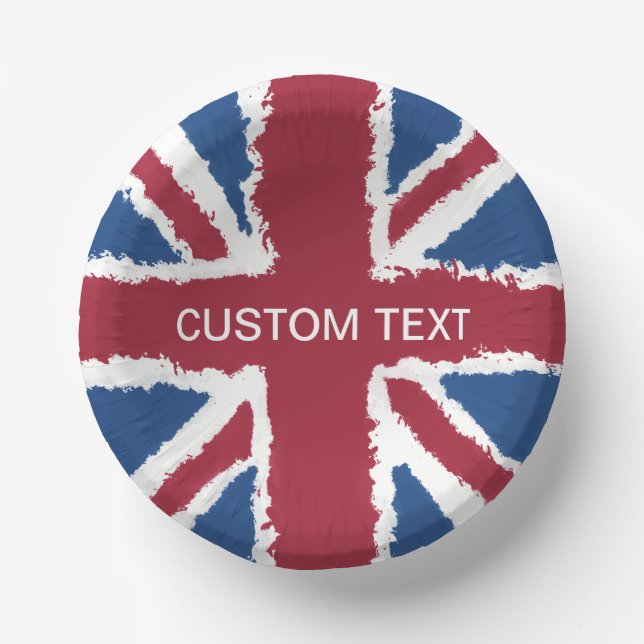 Custom Text Union Jack Flag Art by Heva Weva Paper Bowls (Front)
