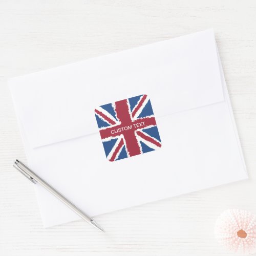 Custom Text Union Jack Flag Art by Heva Weva Square Sticker