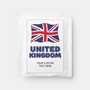 Custom Text United Kingdom Flag Tea Bag Drink Mix