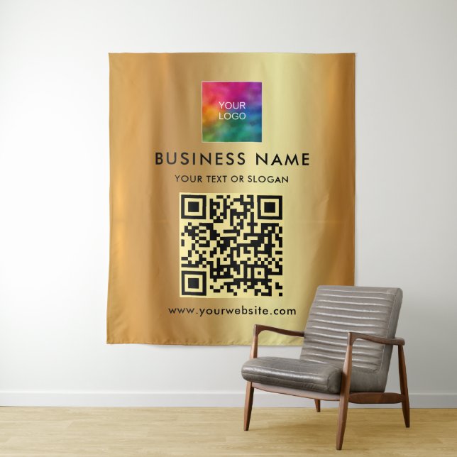 Custom Text Upload Company Logo Faux Gold Backdrop (In Situ)