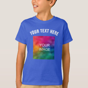 Custom Text Upload Photo Template Boys Kids Modern T-Shirt