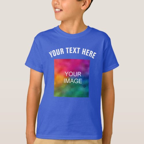 Custom Text Upload Photo Template Boys Kids Modern T_Shirt