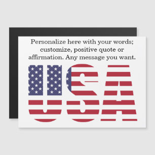 Custom Text USA Patriotic Magnetic Greeting Card