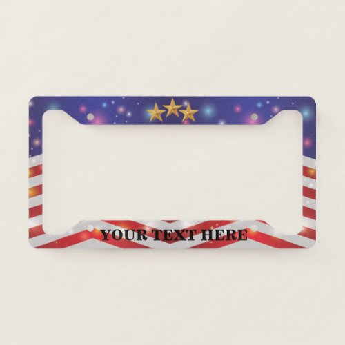 Custom Text USA Stars And Stripes American Flag License Plate Frame