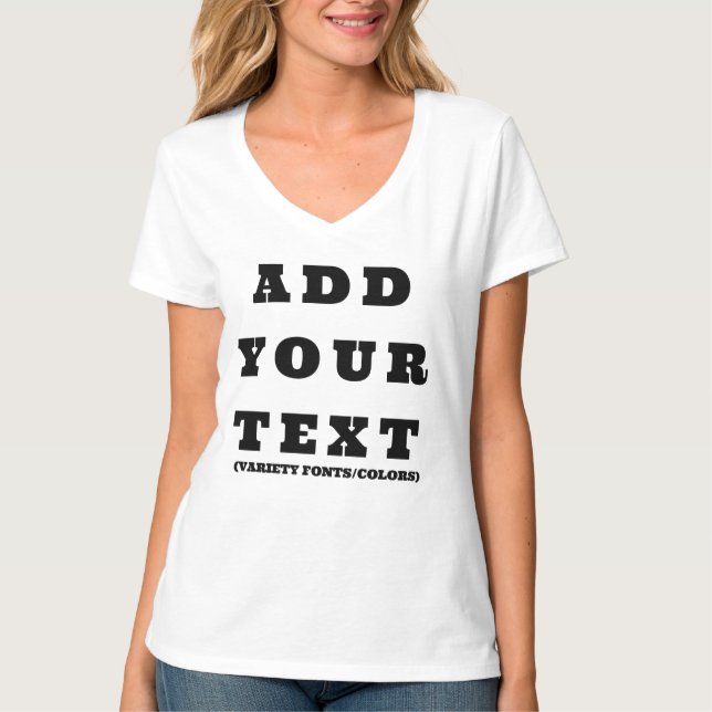 Custom Text V-Neck Tee - Personalized T-Shirt (Front)