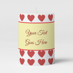 Custom Text Valentine’s Day Heart Pattern Pillar Candle