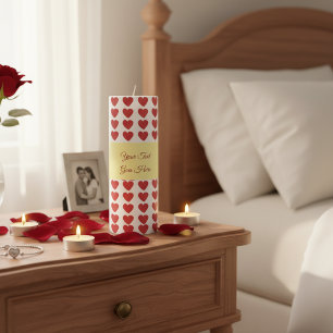 Custom Text Valentine’s Day Heart Pattern Pillar Candle