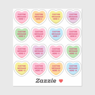 Custom text Valentine's Day 16 conversation hearts Sticker
