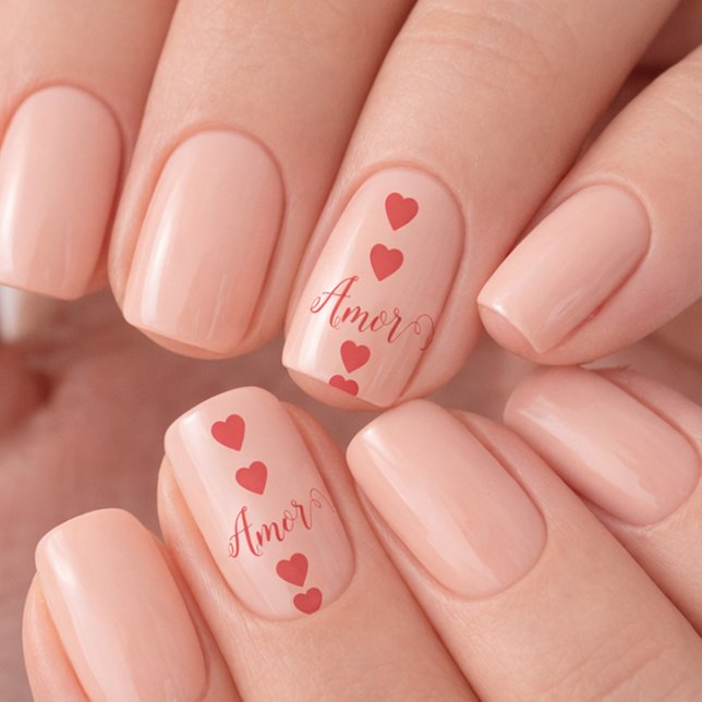 Custom Text Valentine's Day Hearts & Amor Script Minx Nail Art (Creator Uploaded)
