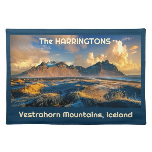 Custom Text Vestrahorn Mountains Iceland Cloth Placemat