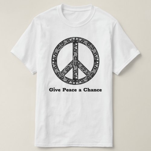 Custom Text Vintage BlackWhite Peace Sign No War T_Shirt