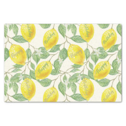 Custom Text Vintage Lemon Fruits, Leaves Flowers Tissue Paper