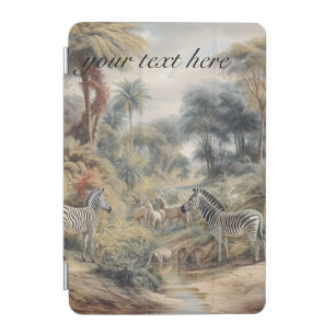 Custom Text Vintage Zebra Expedition Naturalist  iPad Mini Cover