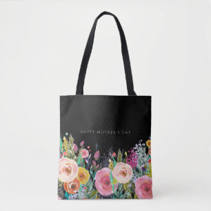 Custom Text Vivid Floral Mother's day Tote Bag