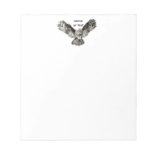 Custom Text, Watercolor Owl, Bird Animal, Nature Notepad