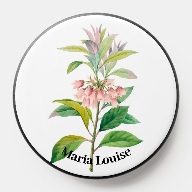 Custom (Text) Watercolor Pink & Purple Flower PopSocket (Popsocket)