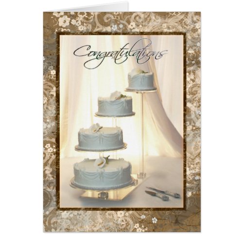Custom Text Wedding Cake Congratulations Card