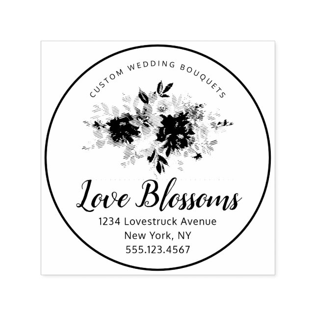 Custom Text Wedding Florist Logo Bouquet Self-inking Stamp (Design)