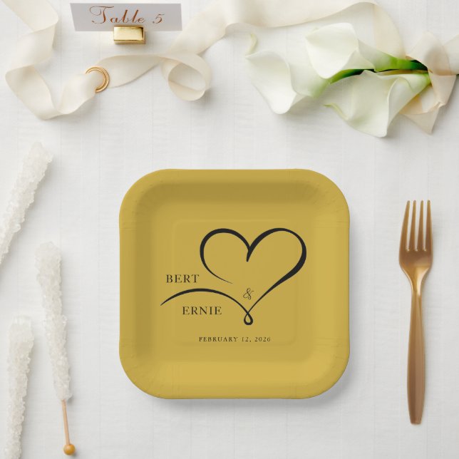 Custom Text Wedding Paper Plate 7" Square Keepsake (Wedding)